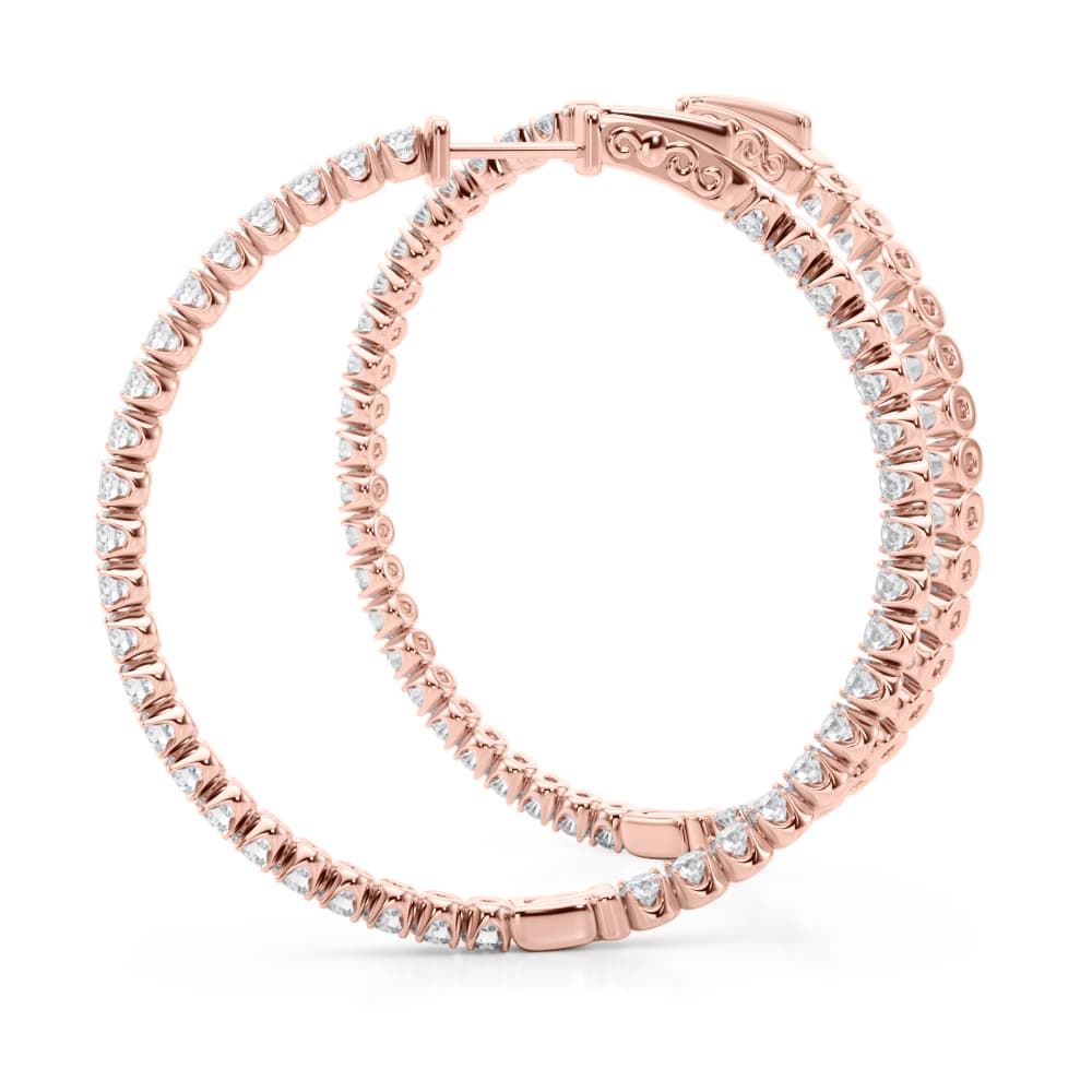 Lab-Grown Diamond 4-Prong Round Hoops, 41 mm (4 ct. tw.), Angle view in rose gold