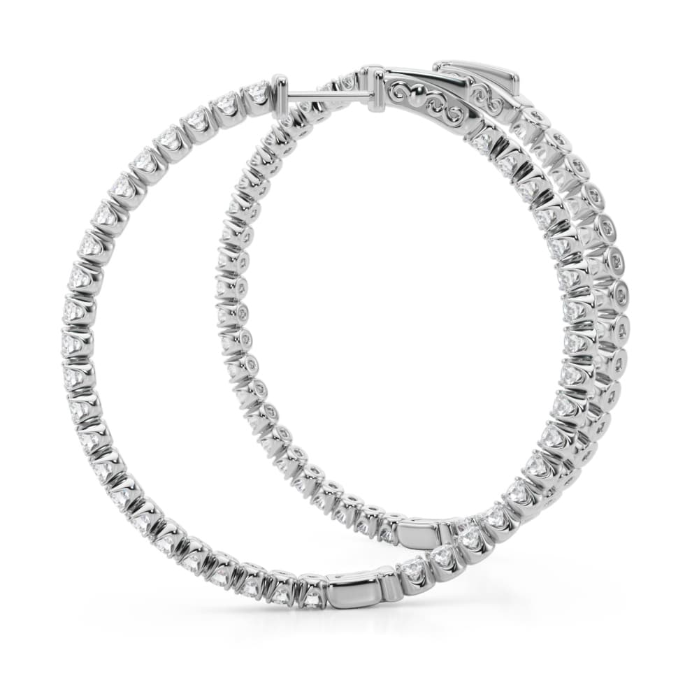 Lab-Grown Diamond 4-Prong Round Hoops, 41 mm (4 ct. tw.), Angle view in white gold or platinum