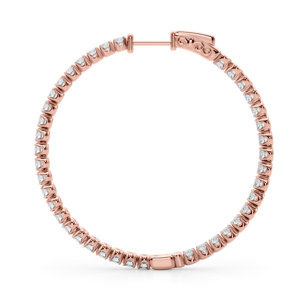 Lab-Grown Diamond 4-Prong Round Hoops, 41 mm (4 ct. tw.), Side view in rose gold