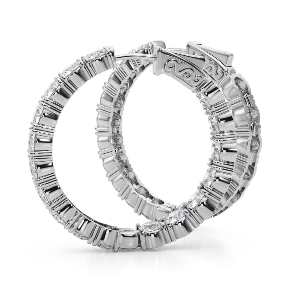 Inside Outside Hoop Earrings (6.8 ct. tw.), Angle view in white gold or platinum