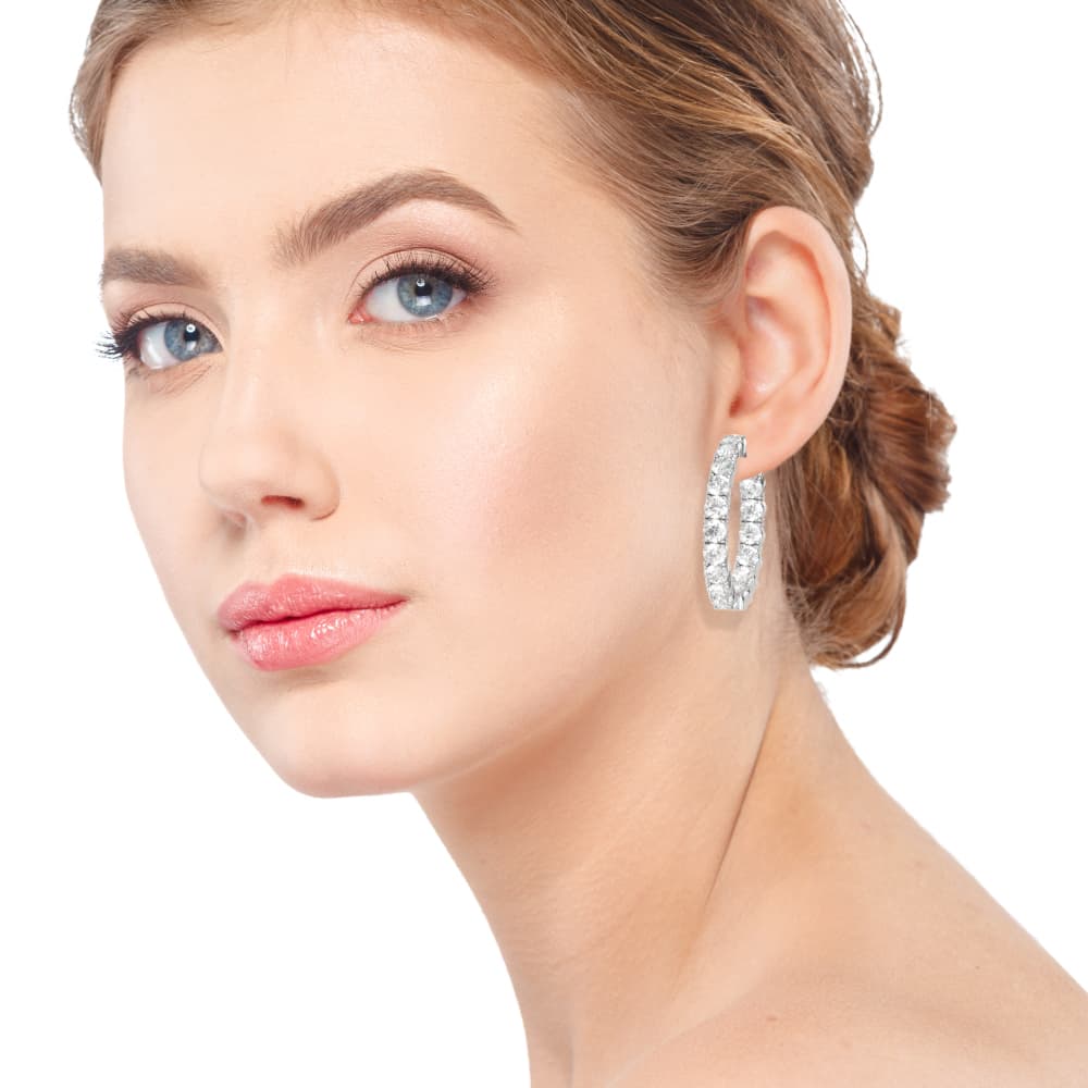 Inside Outside Hoop Earrings (6.8 ct. tw.), Top view in white gold or platinum