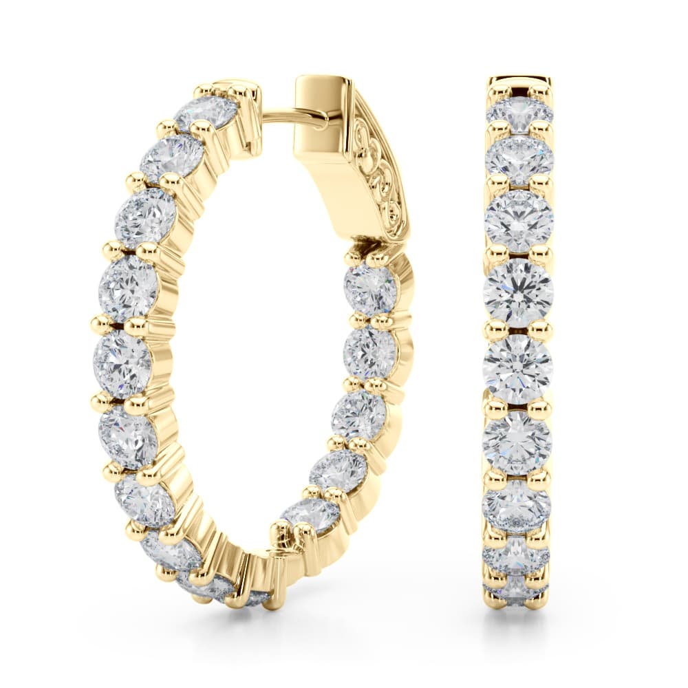 Inside-Out Shared Prong Round Hoop Earrings (2.7 ct. tw.), Front view in yellow gold