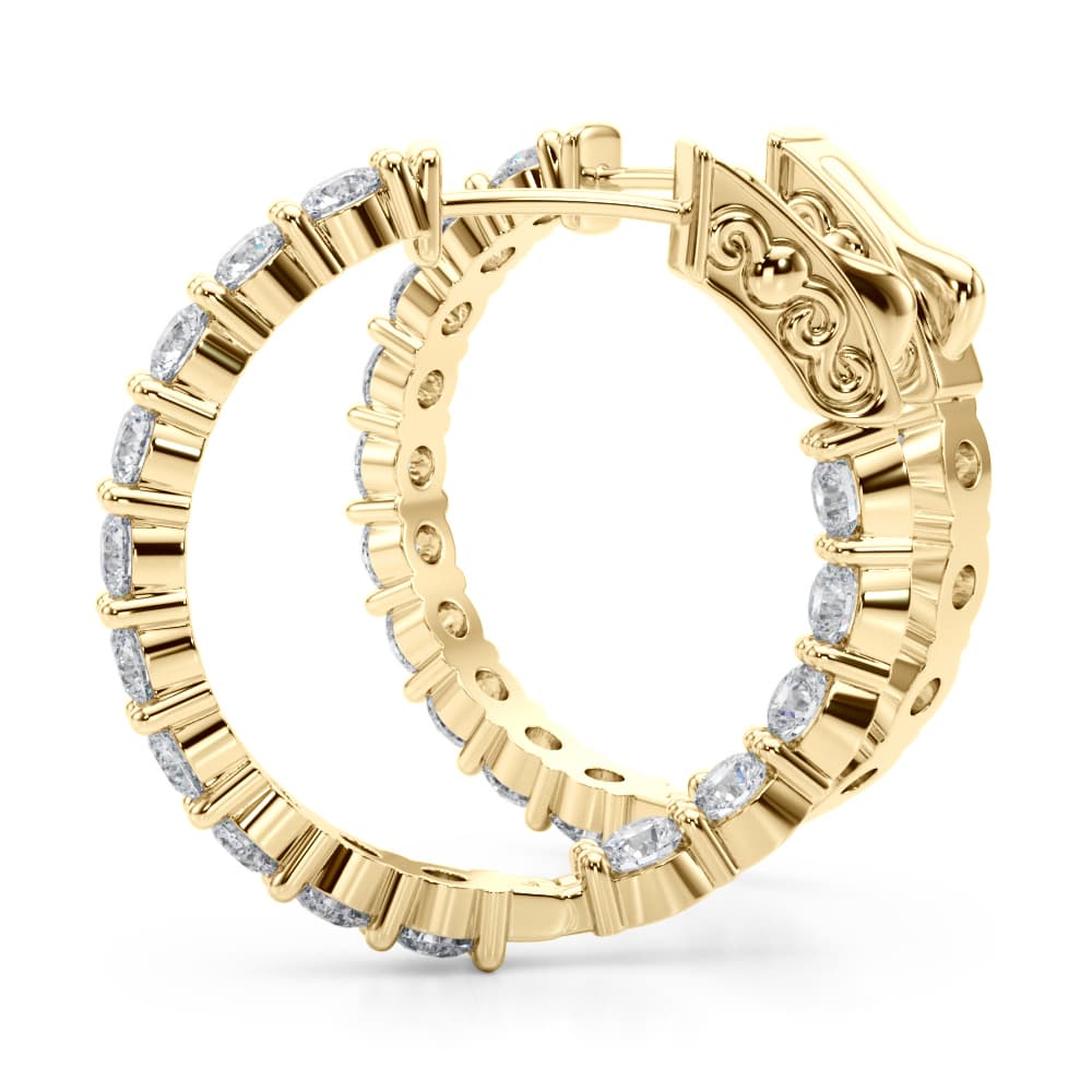 Inside-Out Shared Prong Round Hoop Earrings (2.7 ct. tw.), Angle view in yellow gold