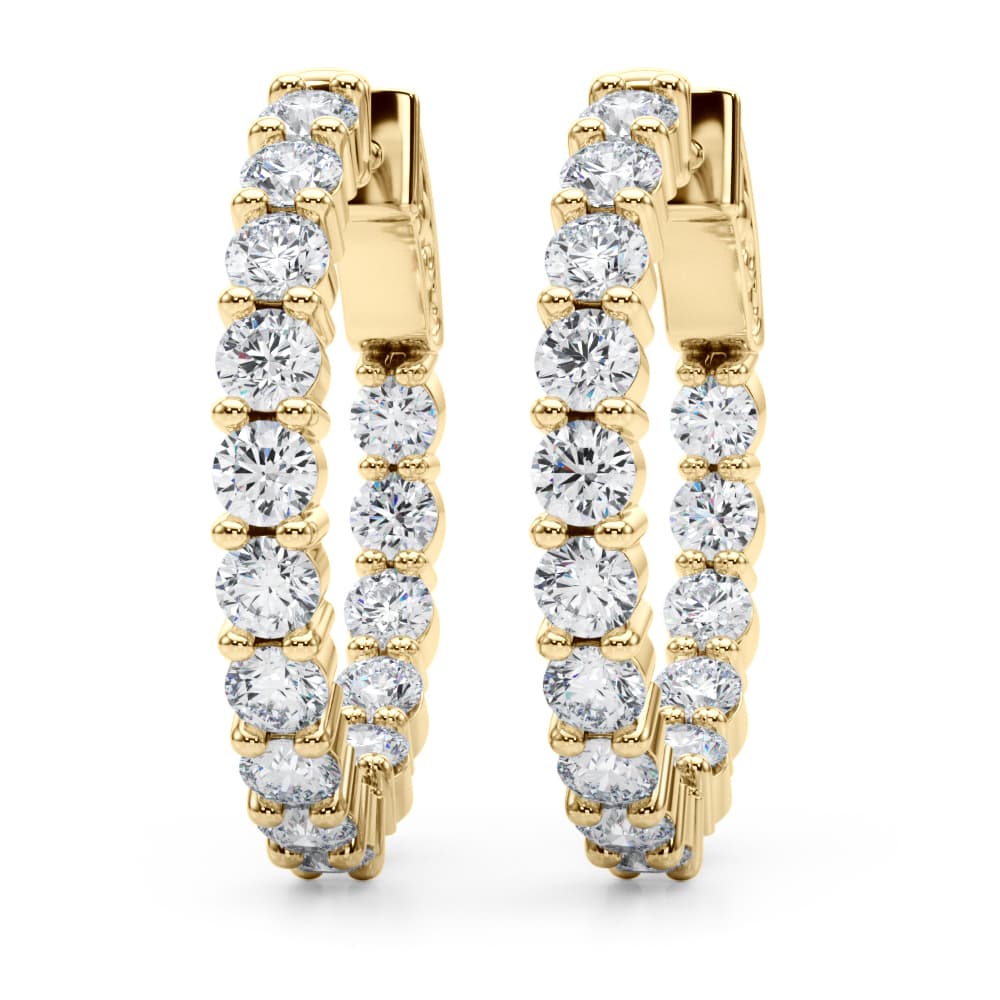 Inside-Out Shared Prong Round Hoop Earrings (2.7 ct. tw.), On hand view in yellow gold