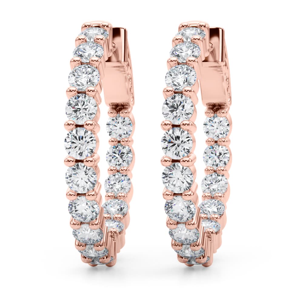 Inside-Out Shared Prong Round Hoop Earrings (2.7 ct. tw.), On hand view in rose gold