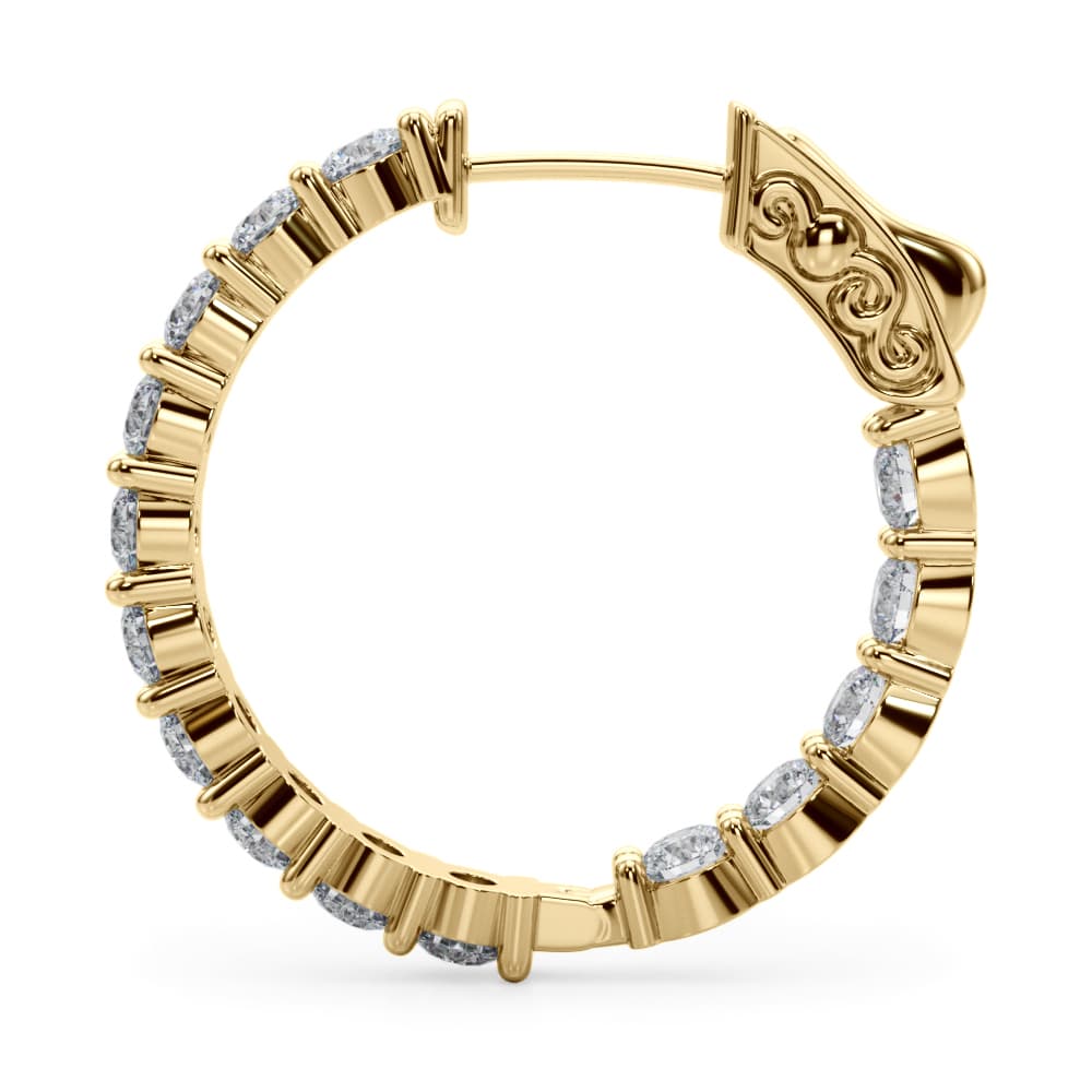 Inside-Out Shared Prong Round Hoop Earrings (2.7 ct. tw.), Side view in yellow gold