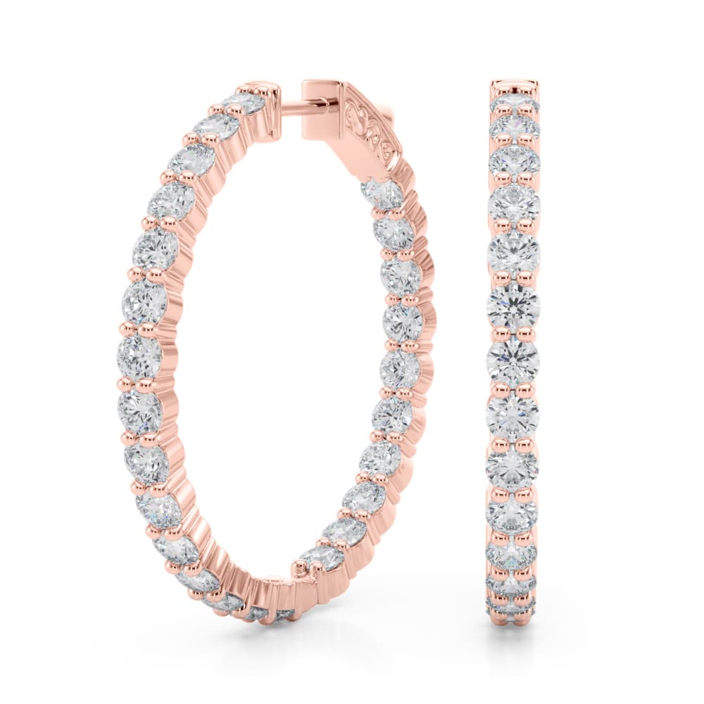 Inside-Out Shared Prong Round Hoop Earrings (4 1/2 ct. tw.), Front view in rose gold