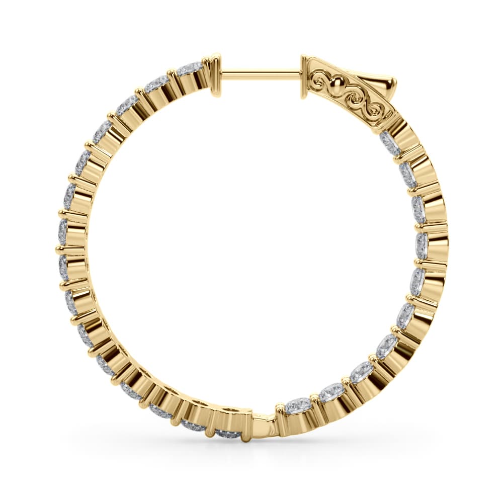 Inside-Out Shared Prong Round Hoop Earrings (4 1/2 ct. tw.), Side view in yellow gold