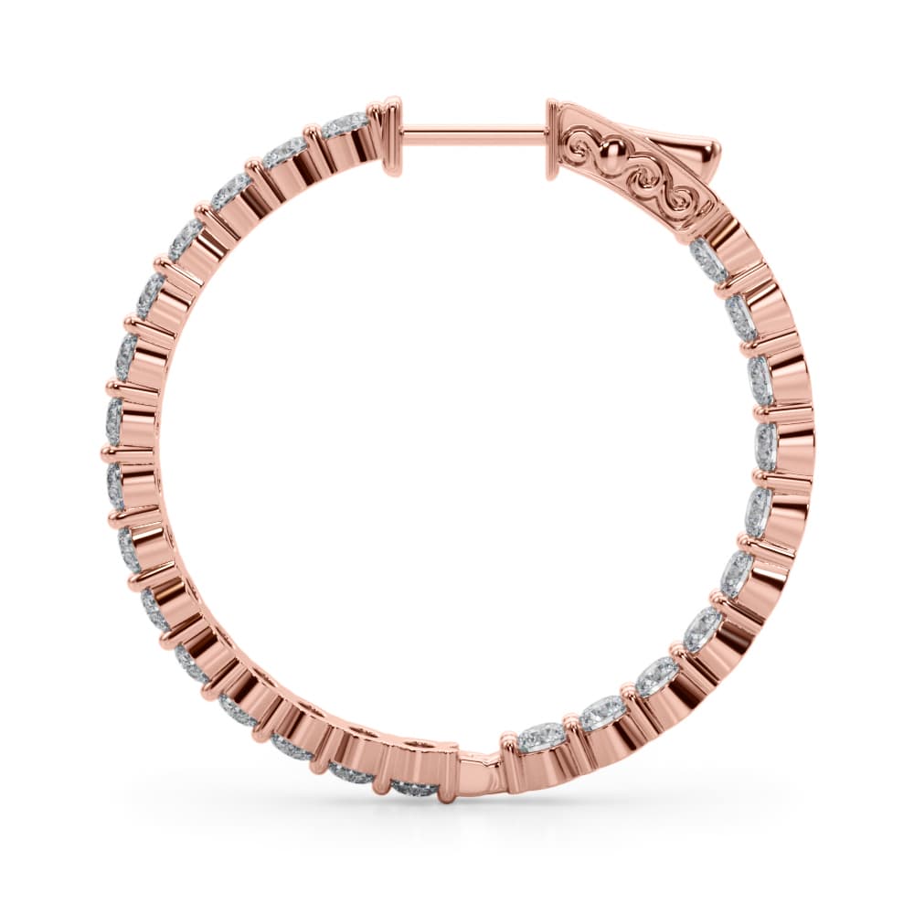 Inside-Out Shared Prong Round Hoop Earrings (4 1/2 ct. tw.), Side view in rose gold