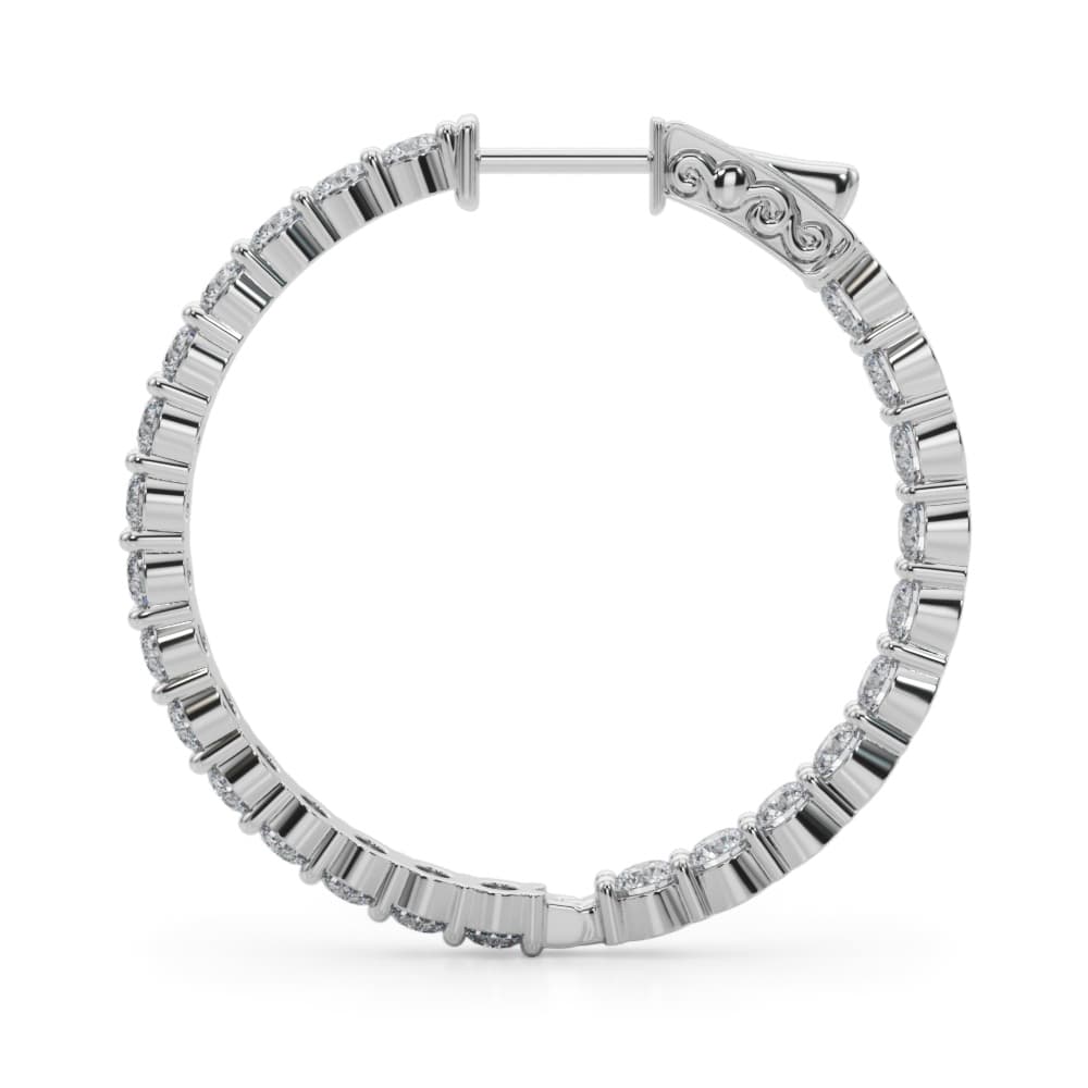 Inside-Out Shared Prong Round Hoop Earrings (4 1/2 ct. tw.), Side view in white gold or platinum