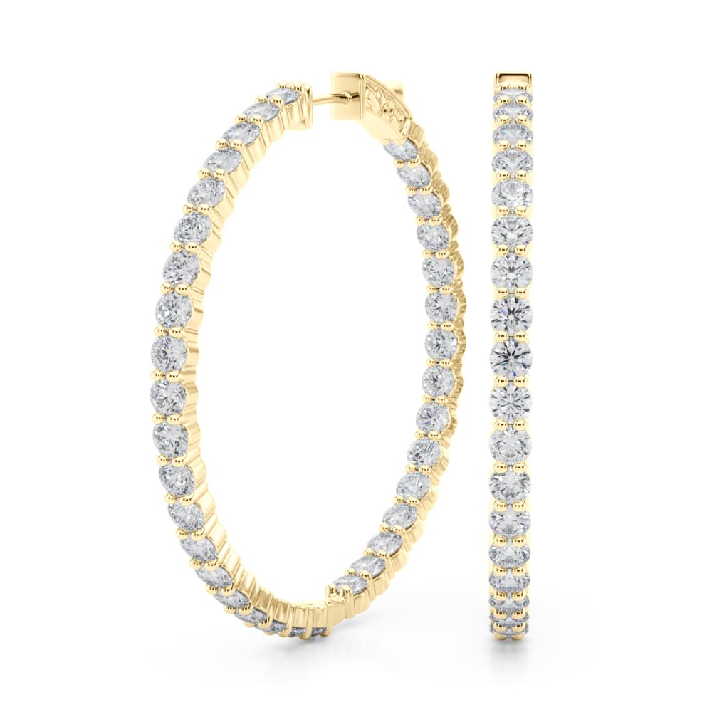 Inside-Out Shared Prong Round Hoop Earrings (6.3 ct. tw.), Front view in yellow gold