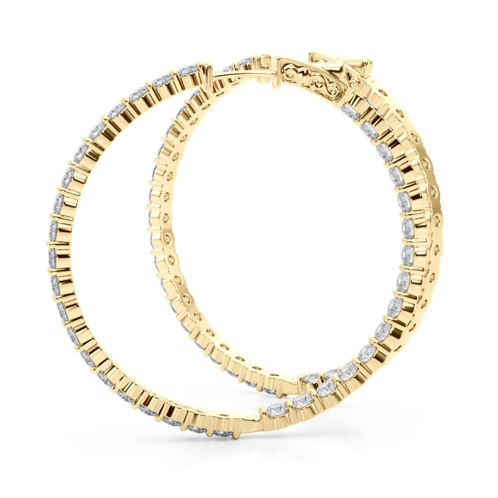 Inside-Out Shared Prong Round Hoop Earrings (6.3 ct. tw.), Angle view in yellow gold