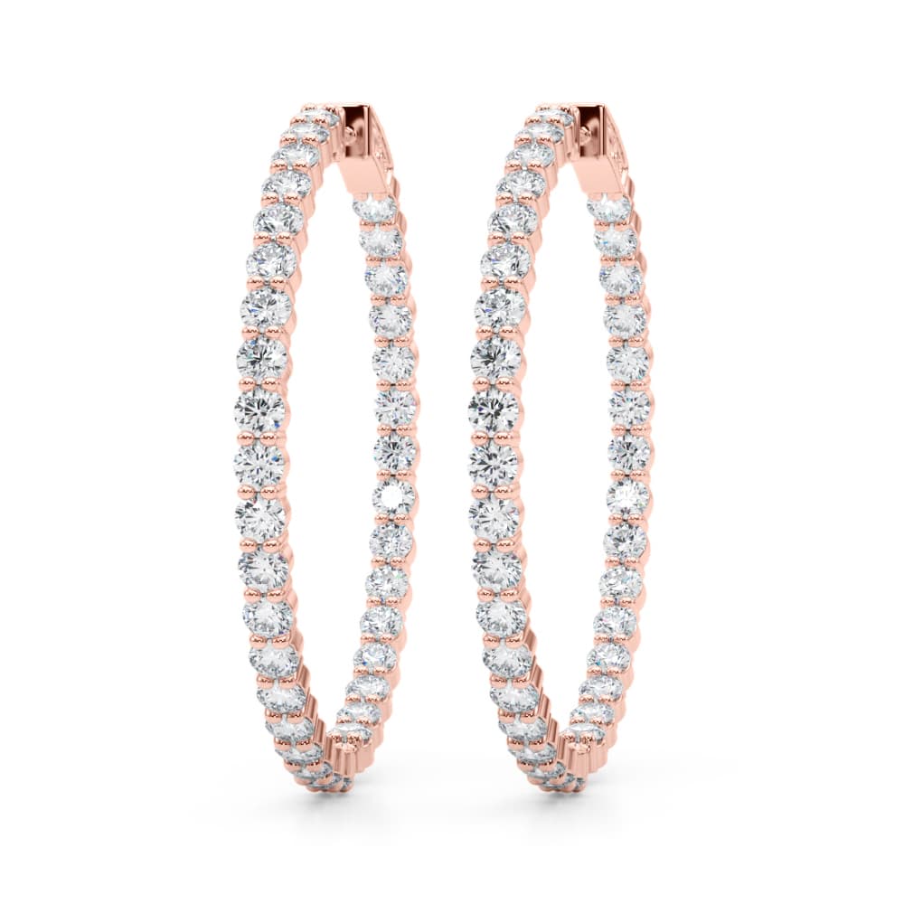 Inside-Out Shared Prong Round Hoop Earrings (6.3 ct. tw.), On hand view in rose gold