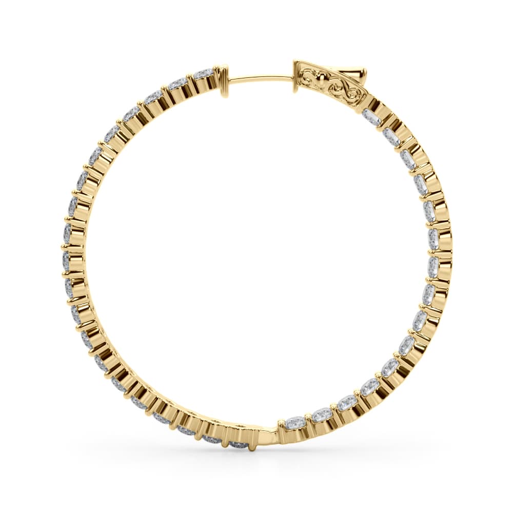 Inside-Out Shared Prong Round Hoop Earrings (6.3 ct. tw.), Side view in yellow gold
