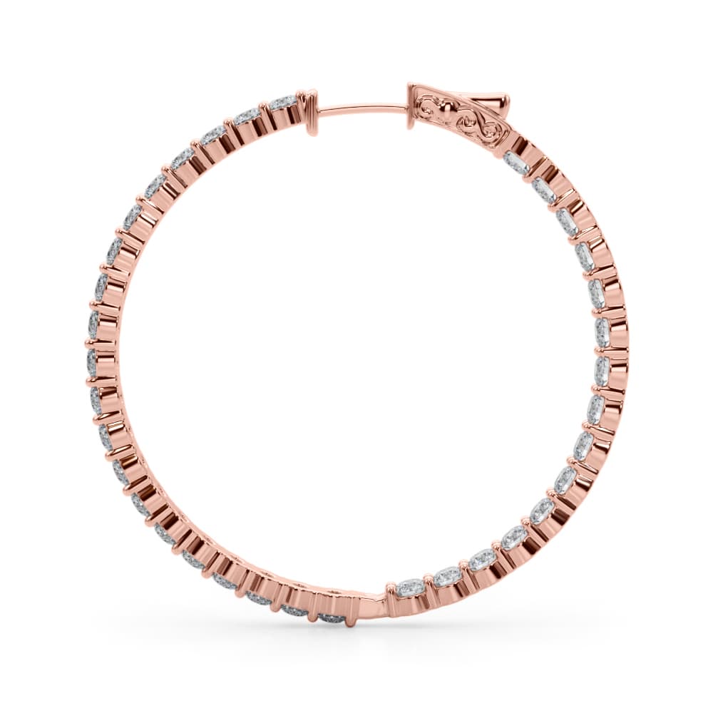 Inside-Out Shared Prong Round Hoop Earrings (6.3 ct. tw.), Side view in rose gold