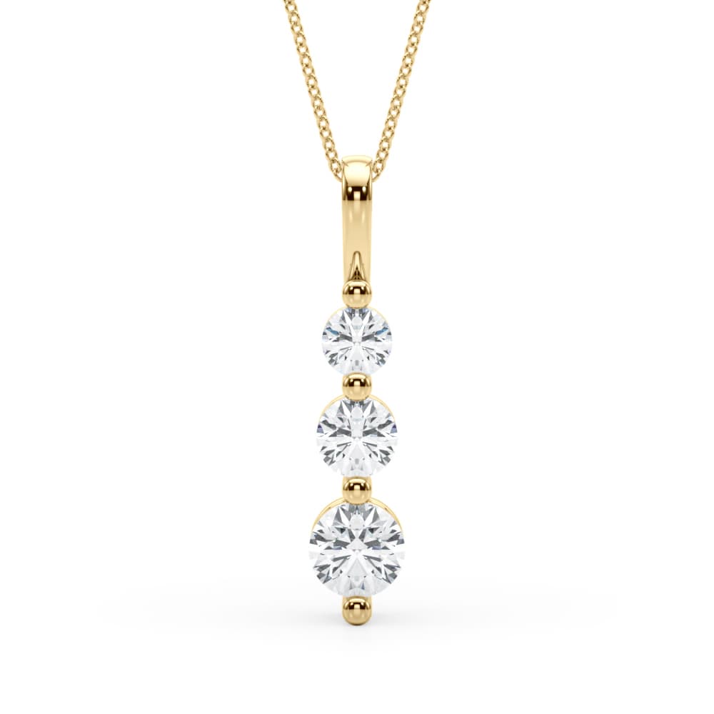Lab-Grown Diamond 3-Stone Drop Pendant (1 ct. tw.), Front view in yellow gold