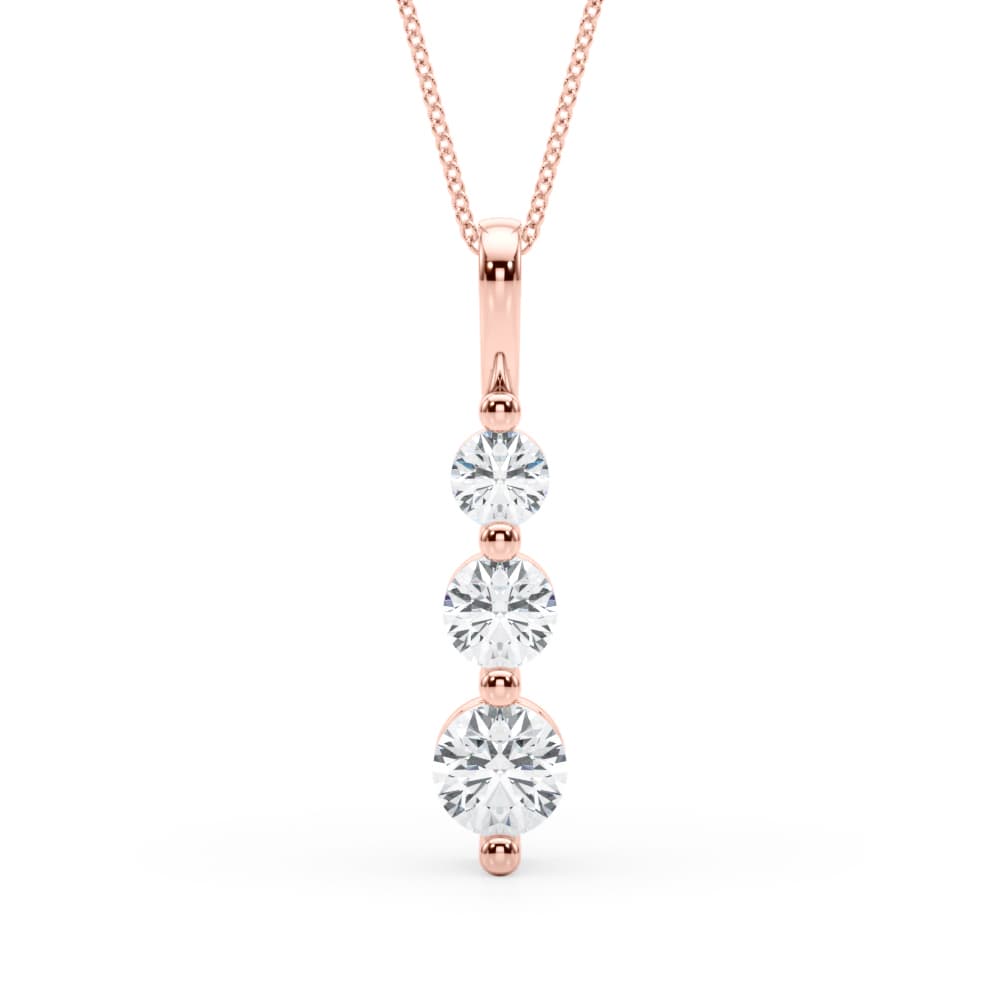 3-Stone Drop Pendant (2 ct. tw.), Front view in rose gold