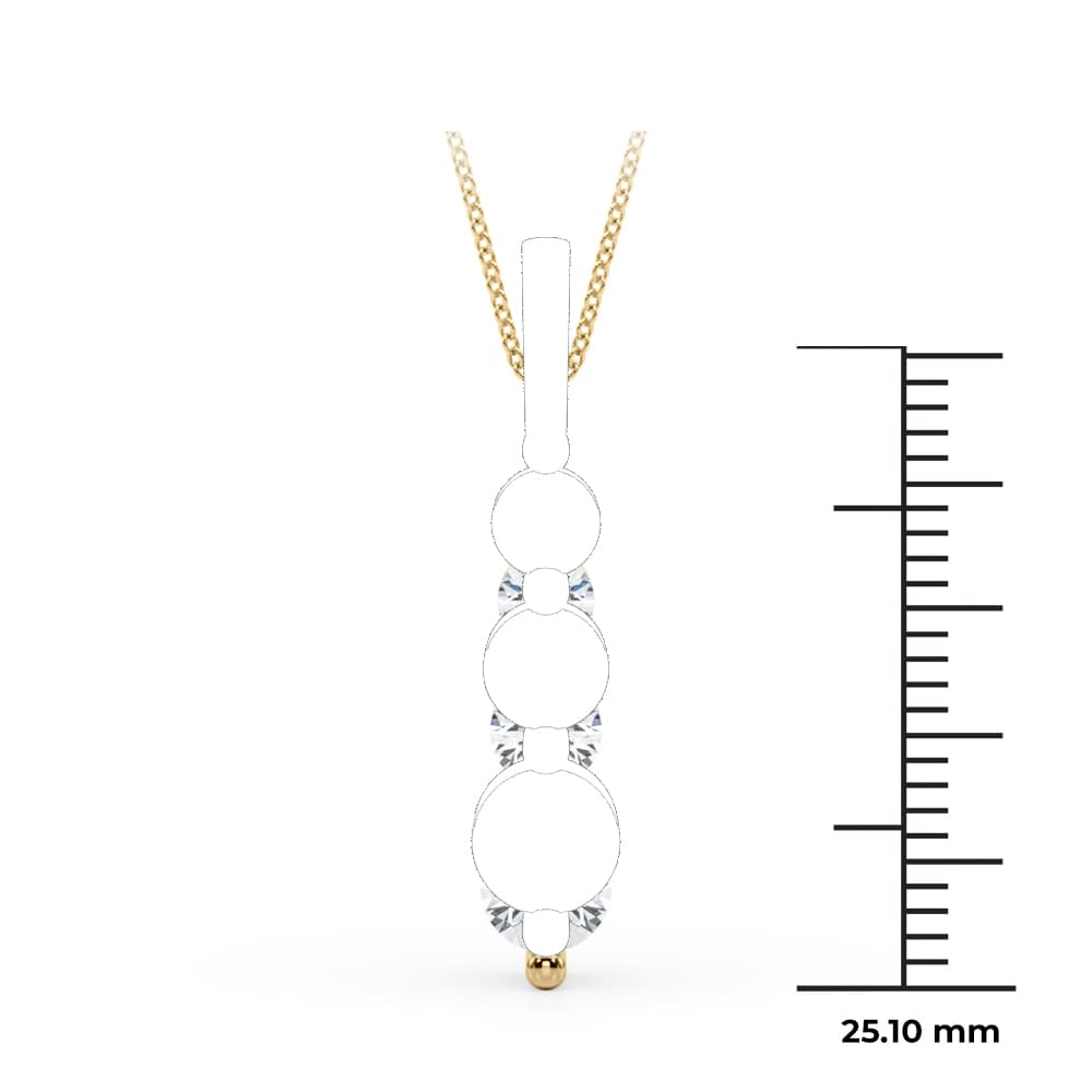 Lab-Grown Diamond 3-Stone Drop Pendant (1 ct. tw.), On hand view in yellow gold