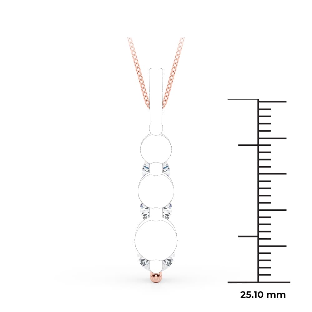 3-Stone Drop Pendant (2 ct. tw.), On hand view in rose gold