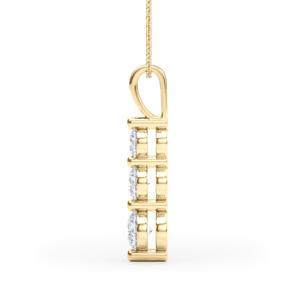 Lab-Grown Diamond 3-Stone Drop Pendant (1 ct. tw.), Side view in yellow gold