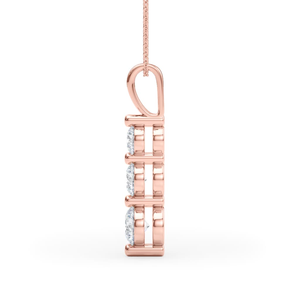 3-Stone Drop Pendant (2 ct. tw.), Side view in rose gold