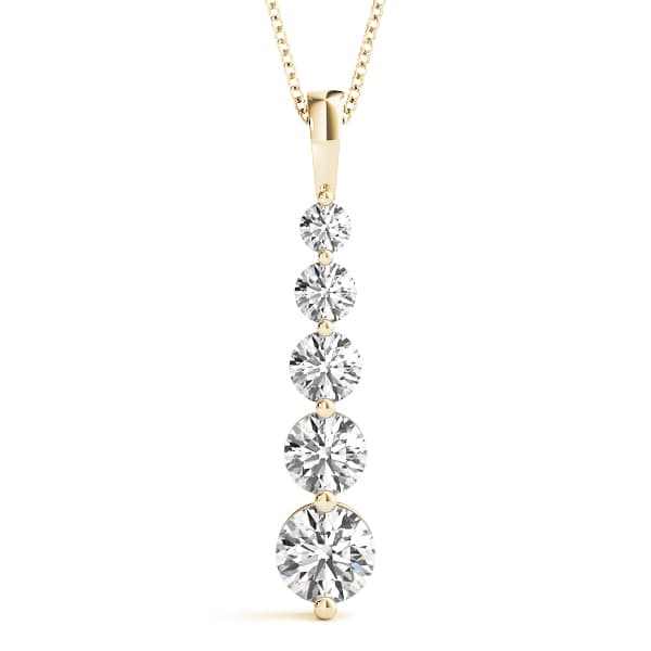 Lab-Grown Diamond 5-Stone Graduating Pendant (2 ct. tw.), Front view in yellow gold