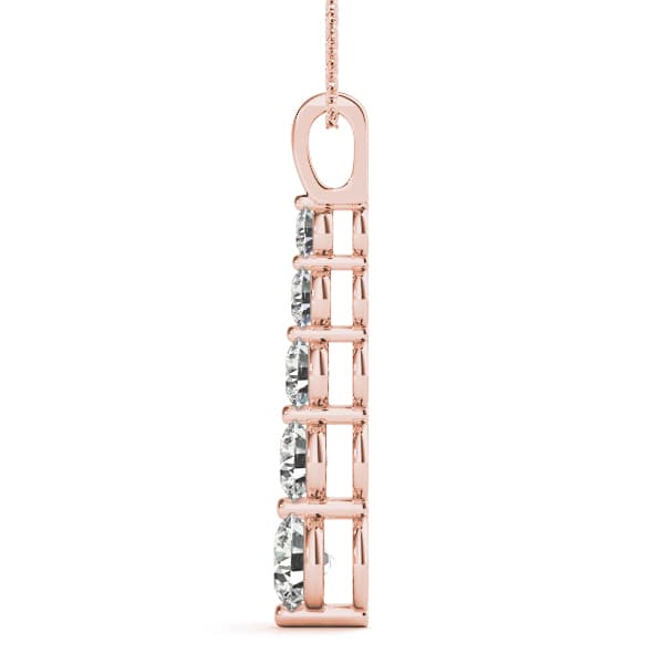 Lab-Grown Diamond 5-Stone Graduating Pendant (2 ct. tw.), Side view in rose gold