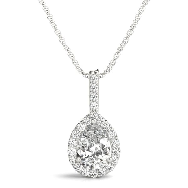 Pear-Shape Halo Pendant Necklace — View 1