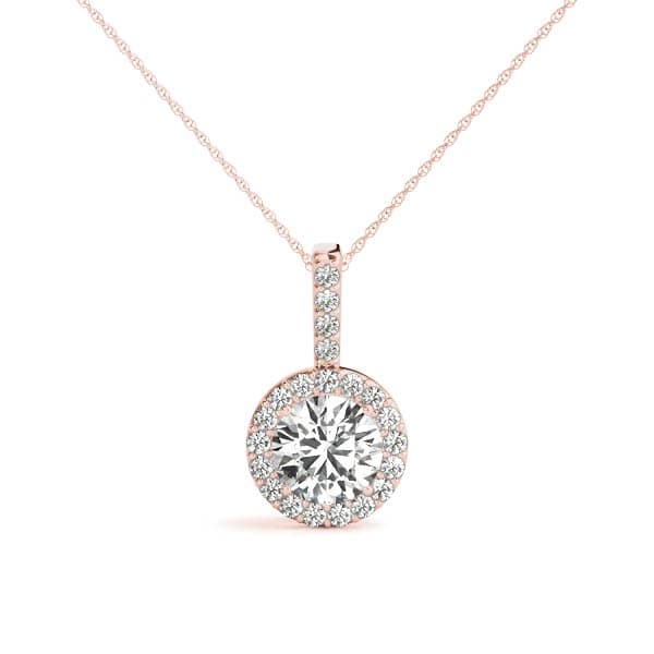 Solitaire Halo Pendant (0.16 ct. tw.), Front view in rose gold
