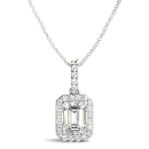 Emerald Cut Halo Pendants — View 1