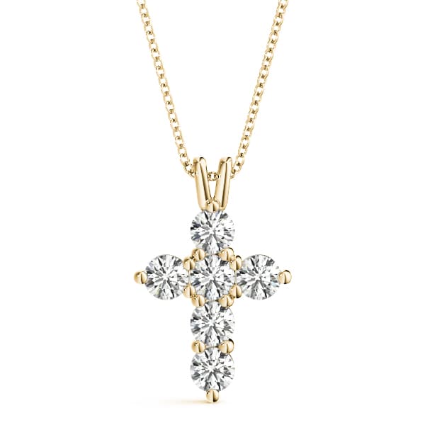 Accented Cross Pendant (0.72 ct. tw.), Front view in yellow gold