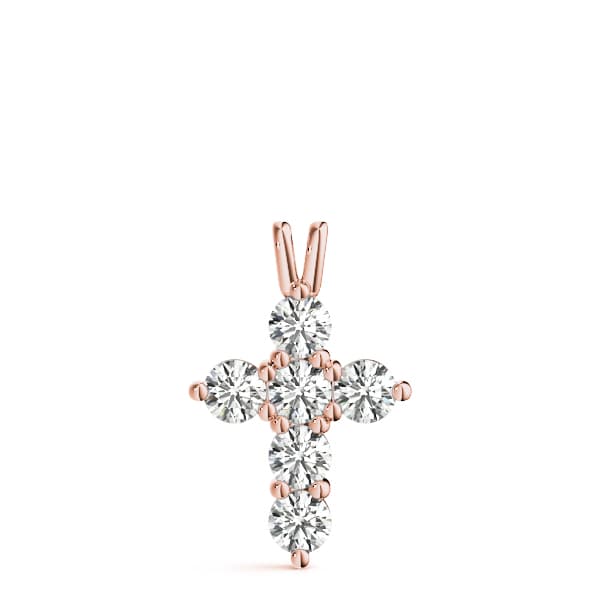 Accented Cross Pendant (0.72 ct. tw.), On hand view in rose gold