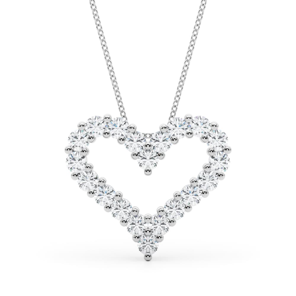 Shared Prong Heart Shape Pendant Necklace — View 1