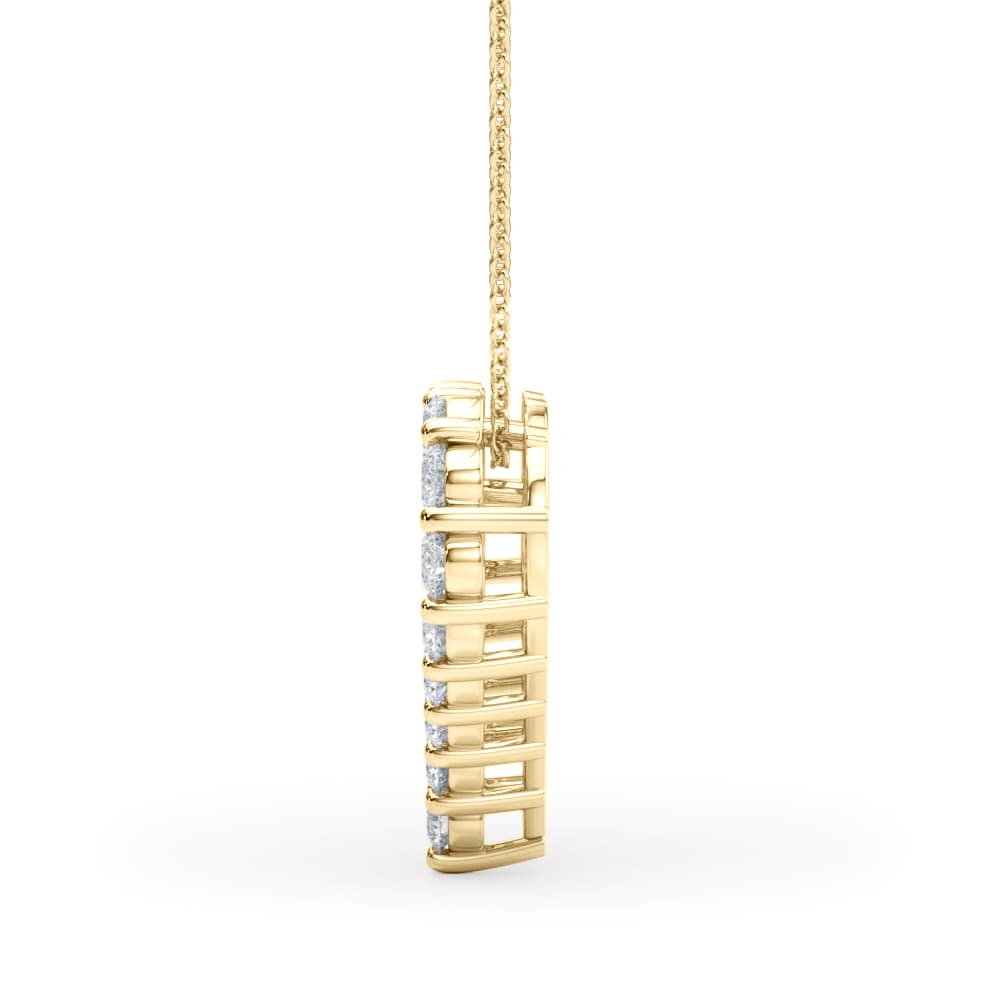 Shared Prong Heart Pendant Necklace (1 ct. tw.), Side view in yellow gold