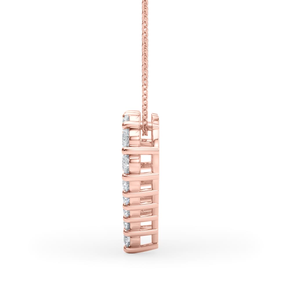 Shared Prong Heart Pendant Necklace (1 ct. tw.), Side view in rose gold