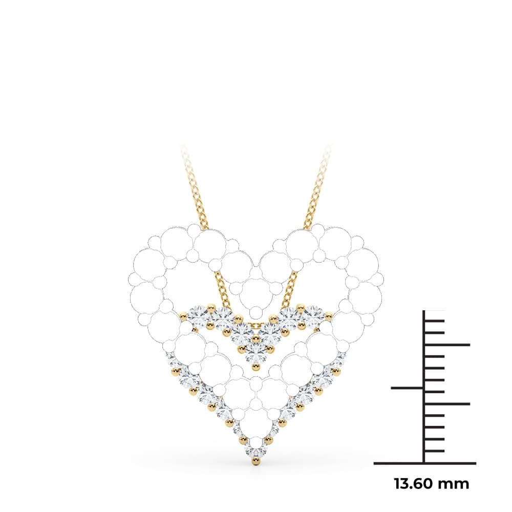 Shared Prong Heart Pendant Necklace (1/2 ct. tw.), Angle view in yellow gold