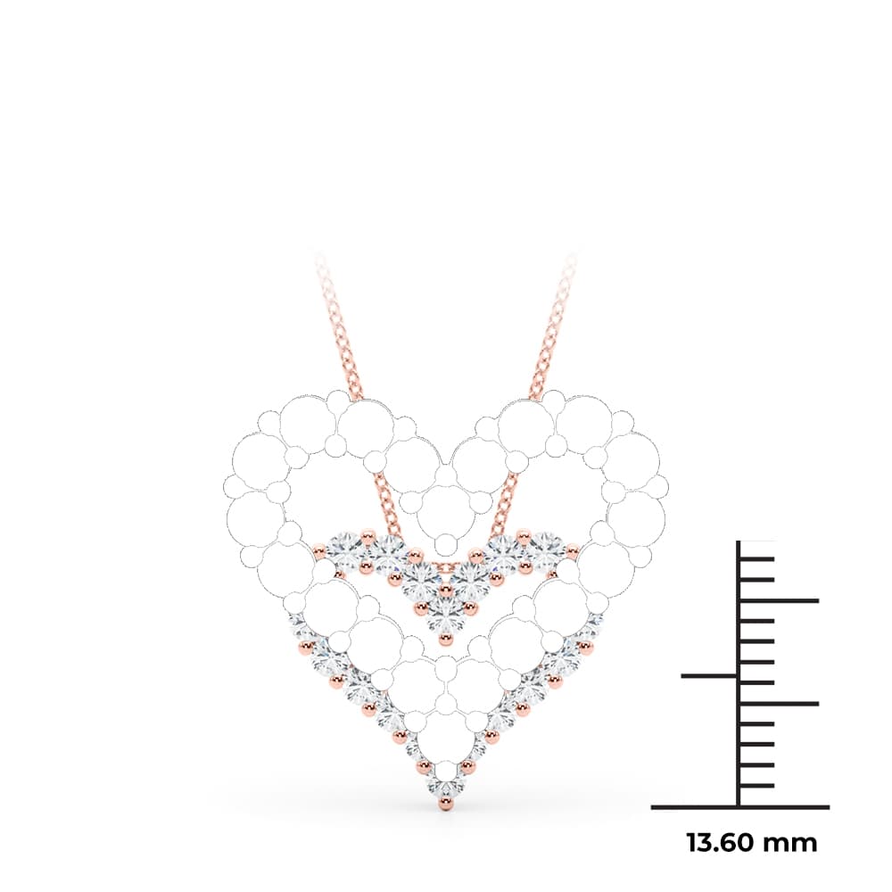 Shared Prong Heart Pendant Necklace (1/2 ct. tw.), Angle view in rose gold