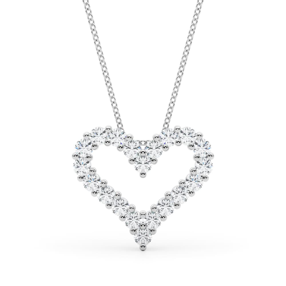 Shared Prong Heart Shape Pendant Necklace — View 1