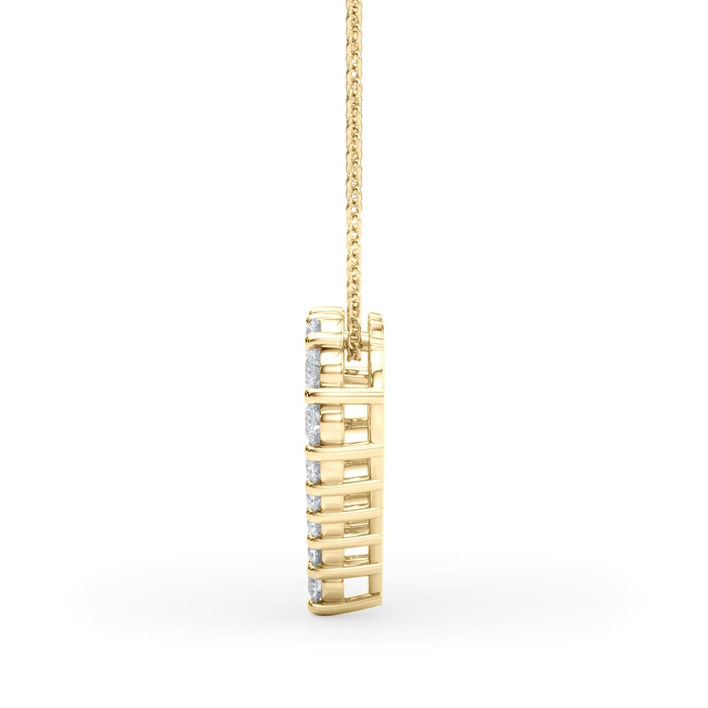 Shared Prong Heart Pendant Necklace (1/2 ct. tw.), Side view in yellow gold