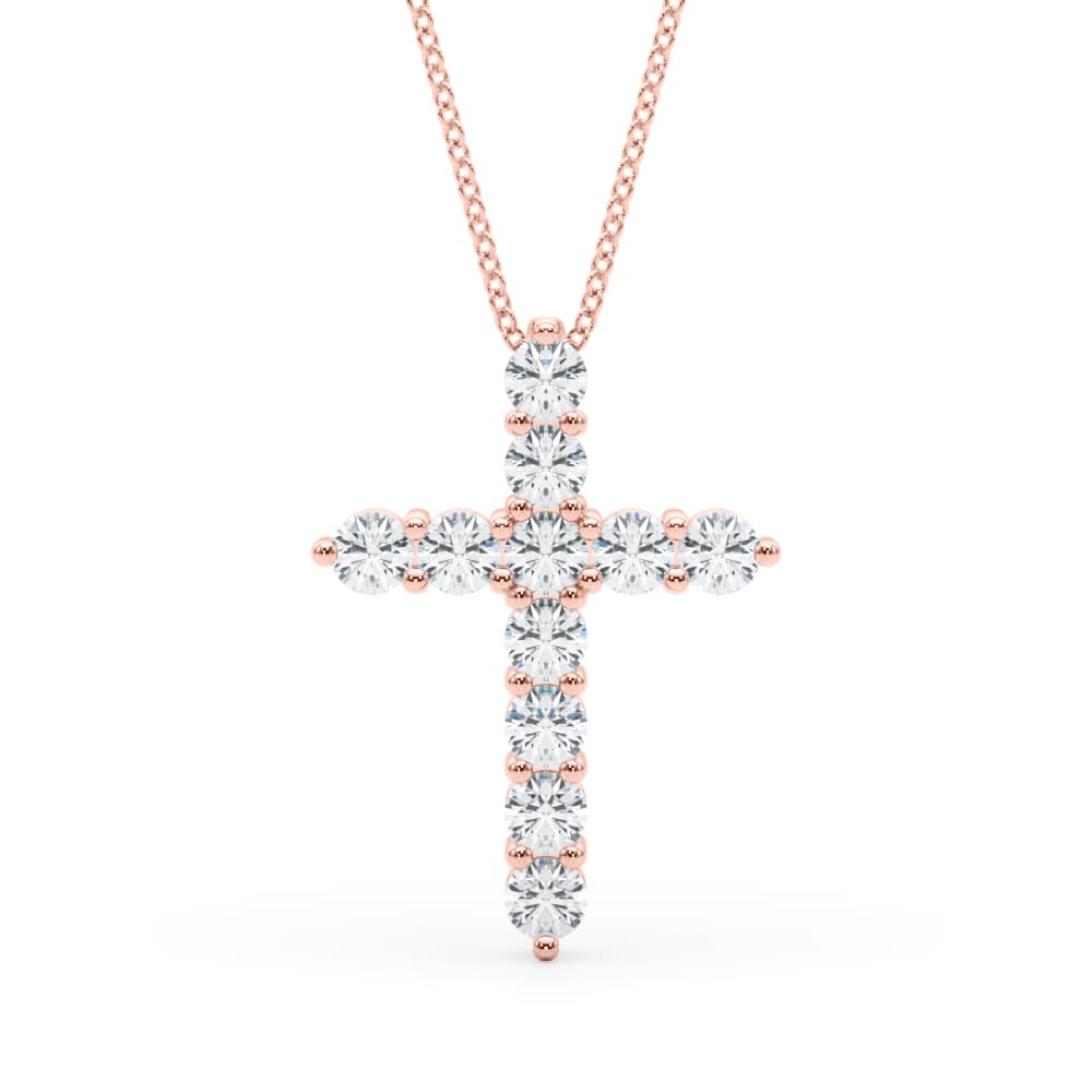 Lab-Grown Diamond Cross Pendant (0.77 ct. tw.), Front view in rose gold