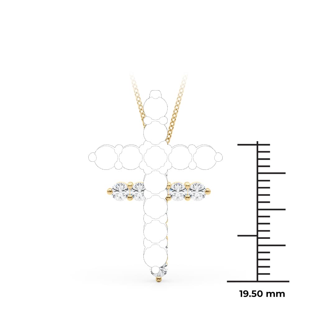 Lab-Grown Diamond Cross Pendant (0.77 ct. tw.), On hand view in yellow gold