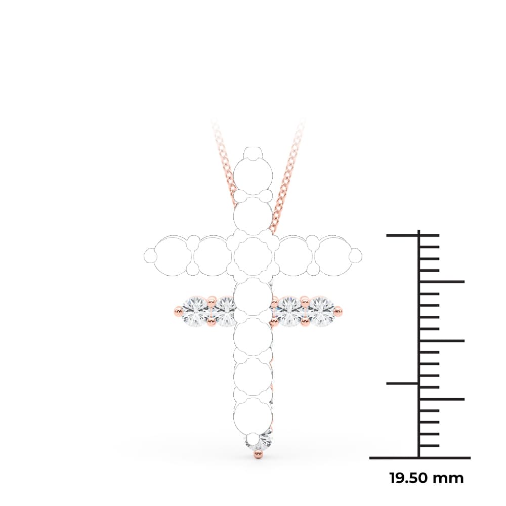 Lab-Grown Diamond Cross Pendant (0.77 ct. tw.), On hand view in rose gold