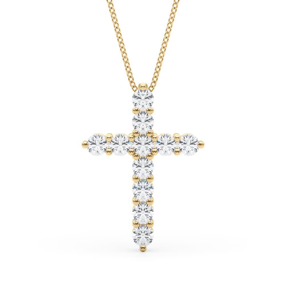 Lab-Grown Diamond Cross Pendant (1 2/3 ct. tw.), Front view in yellow gold