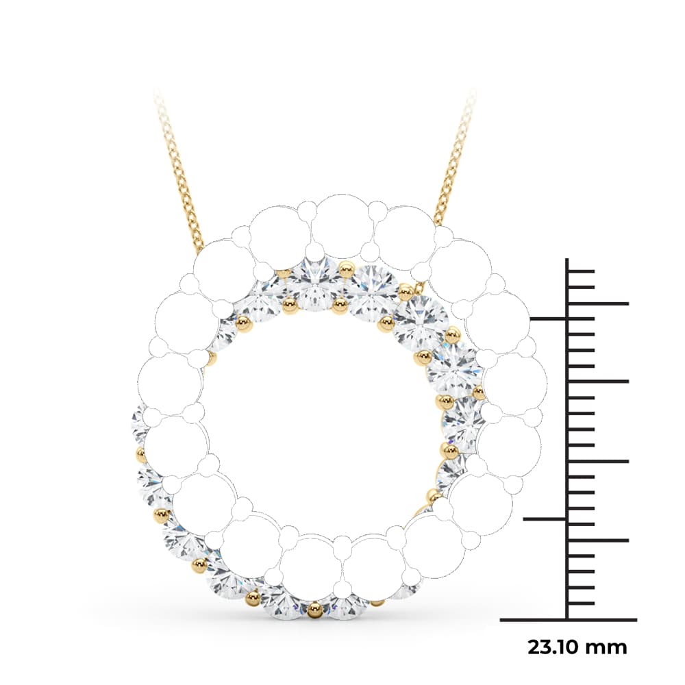 Circle Pendants (1.98 ct. tw.), On hand view in yellow gold
