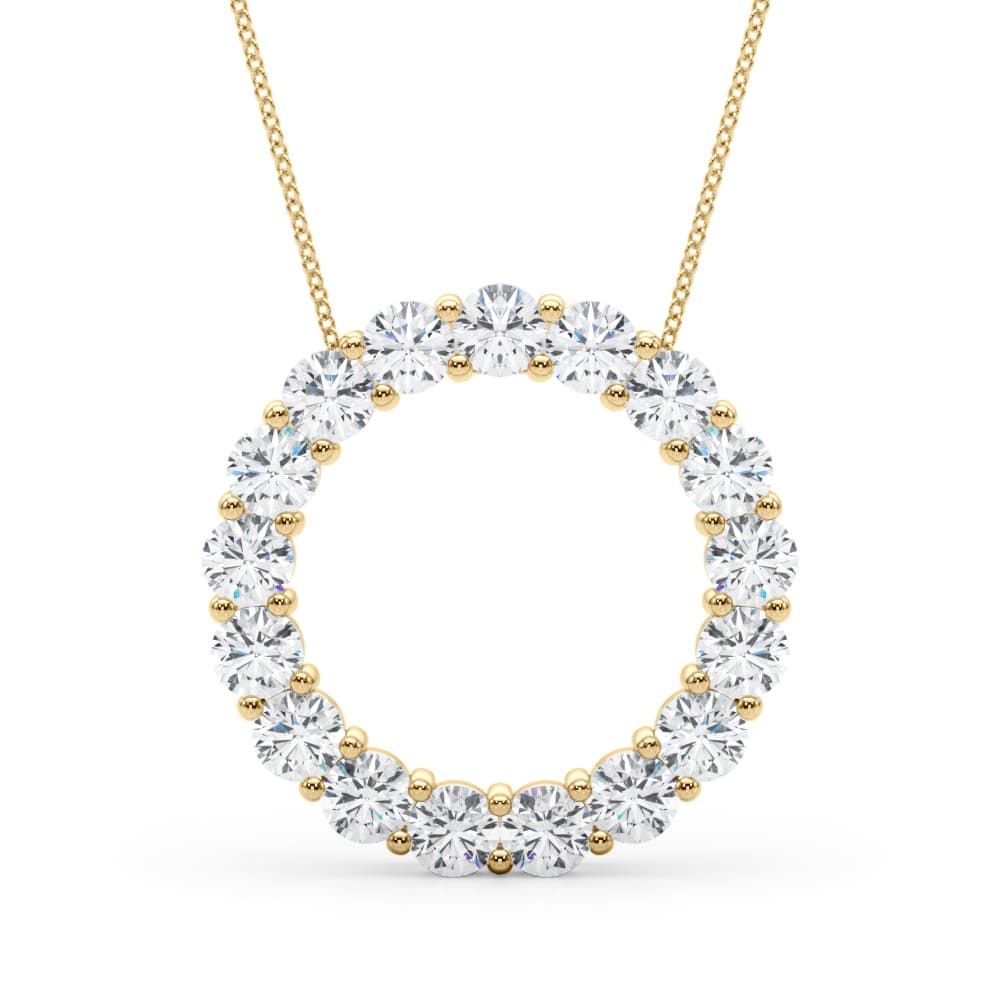 Shared Prong Circle Pendant Necklace (3.06 ct. tw.), Front view in yellow gold