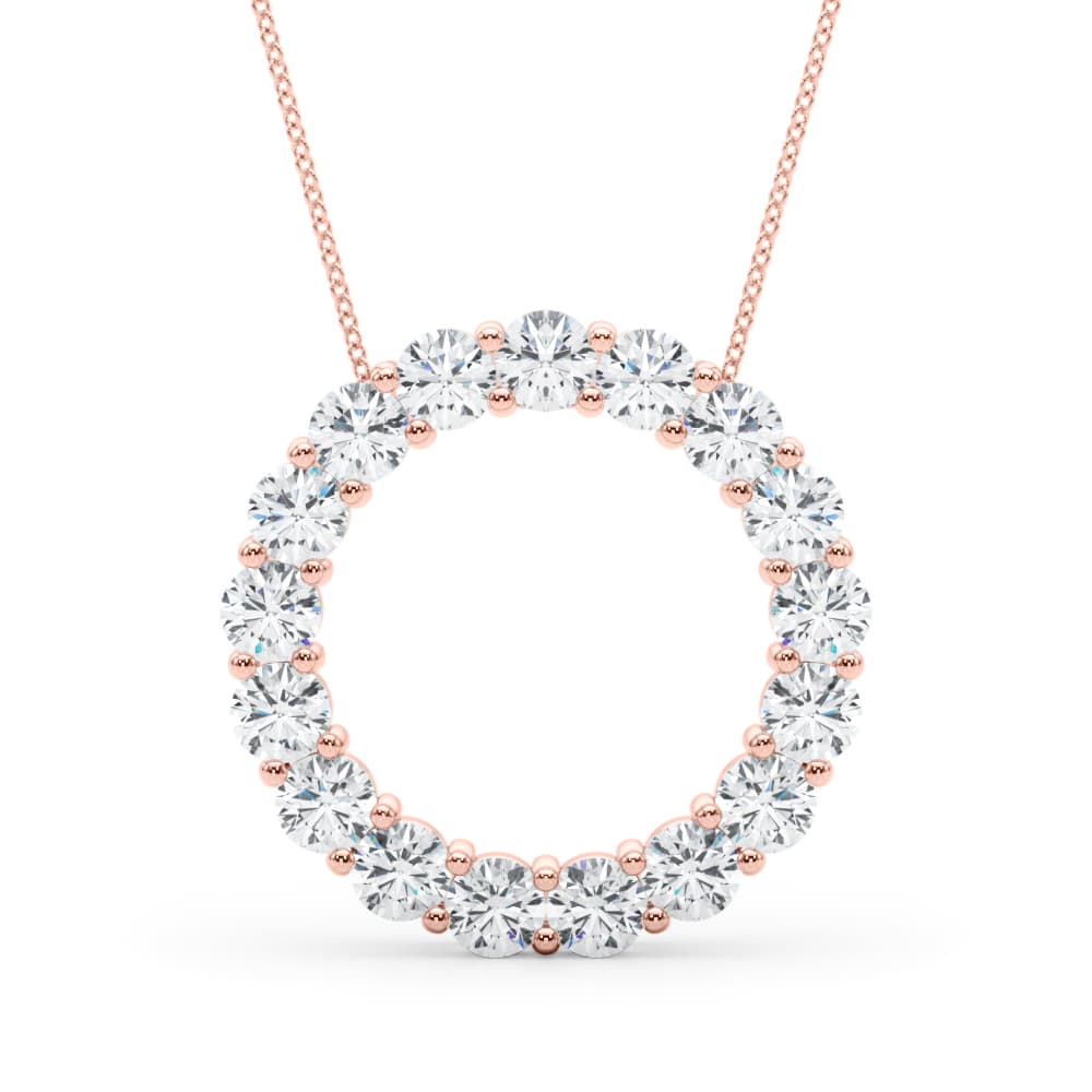 Shared Prong Circle Pendant Necklace (3.06 ct. tw.), Front view in rose gold
