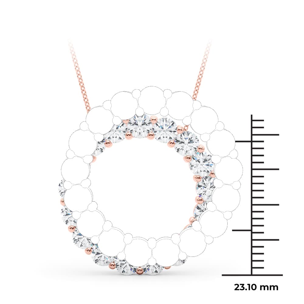 Shared Prong Circle Pendant Necklace (3.06 ct. tw.), On hand view in rose gold