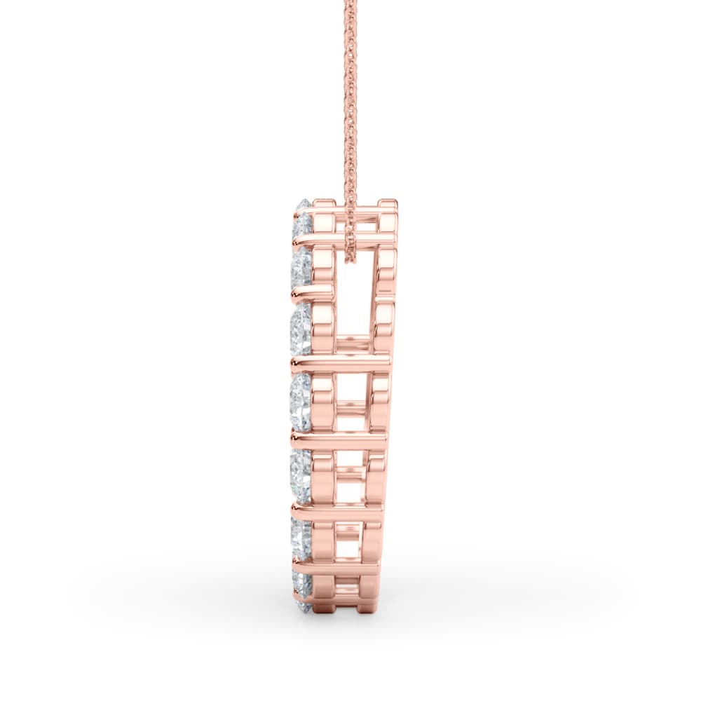 Shared Prong Circle Pendant Necklace (3.06 ct. tw.), Side view in rose gold