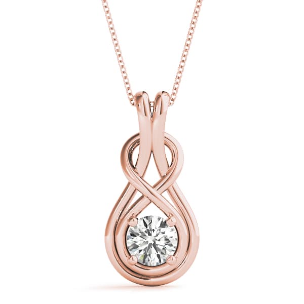 Lab-Grown Diamond Love Knot Pendant (1/2 ct. tw.), Front view in rose gold