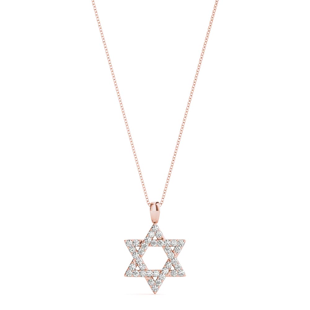 Lab-Grown Diamond Star of David Pendant with Chain (5/8 ct. tw.), Front view in rose gold